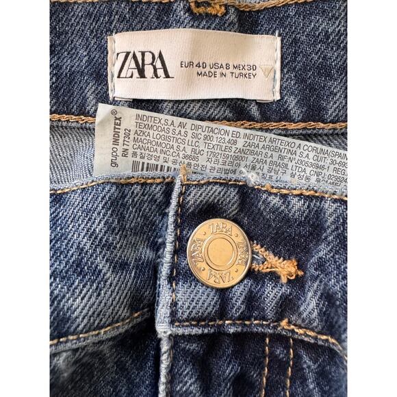 New ZARA Women's Blue Raw Hem Straight Leg Denim Jeans Size 8 FLAWED - Picture 5 of 5